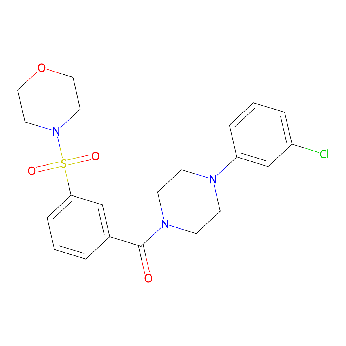 (4-(3-Chlorophenyl)piperazin-1-yl)(3-(morpholinosulfonyl)phenyl)methanone molecular structure, CAS 638135-71-4