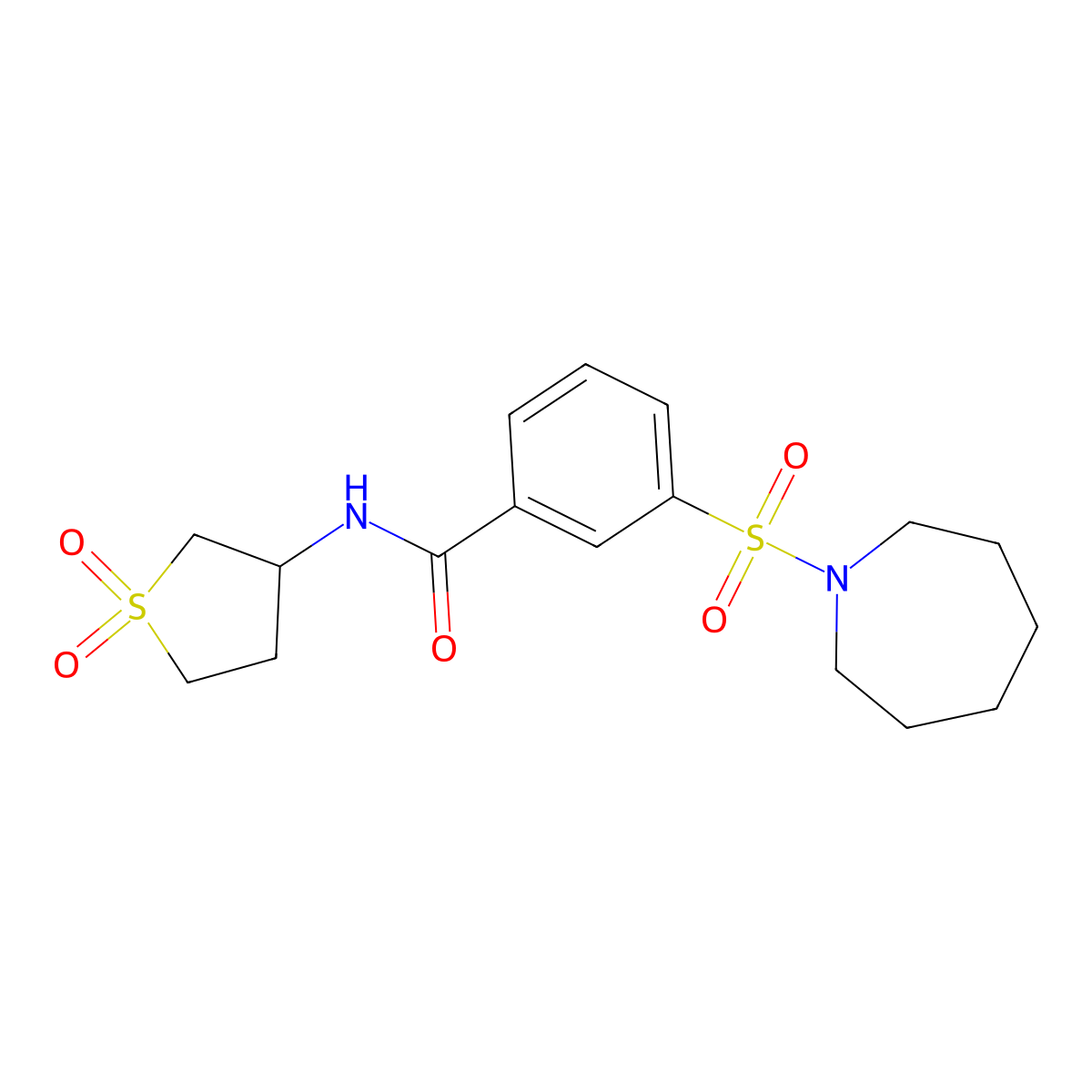 3-(azepan-1-ylsulfonyl)-N-(1,1-dioxidotetrahydrothiophen-3-yl)benzamide molecular structure, CAS 638135-86-1