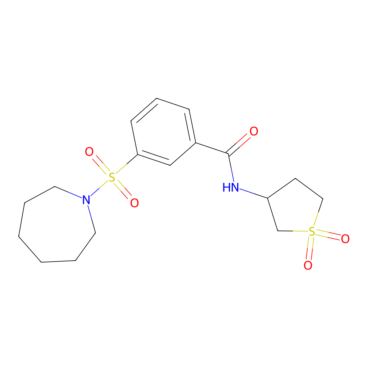 3-(azepan-1-ylsulfonyl)-N-(1,1-dioxidotetrahydrothiophen-3-yl)benzamide molecular structure, CAS 638135-86-1