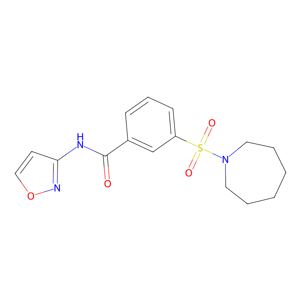 3-(azepan-1-ylsulfonyl)-N-(1,2-oxazol-3-yl)benzamide molecular structure, CAS 638135-92-9