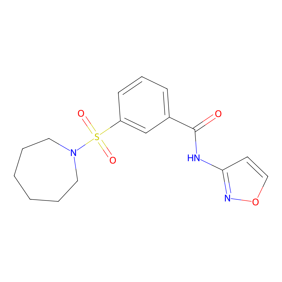 3-(azepan-1-ylsulfonyl)-N-(1,2-oxazol-3-yl)benzamide molecular structure, CAS 638135-92-9