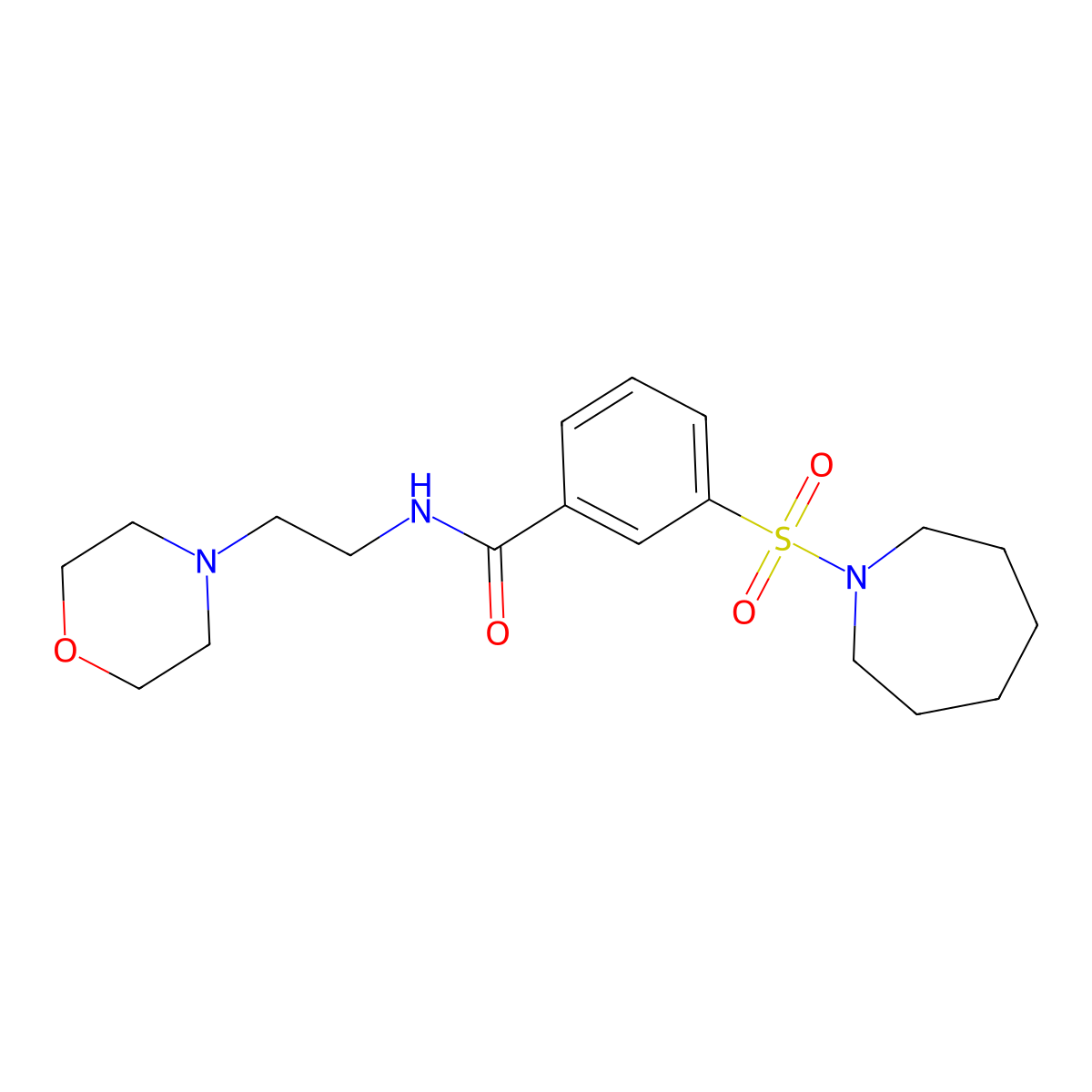 3-(1-azepanylsulfonyl)-N-[2-(4-morpholinyl)ethyl]benzamide molecular structure, CAS 638135-98-5