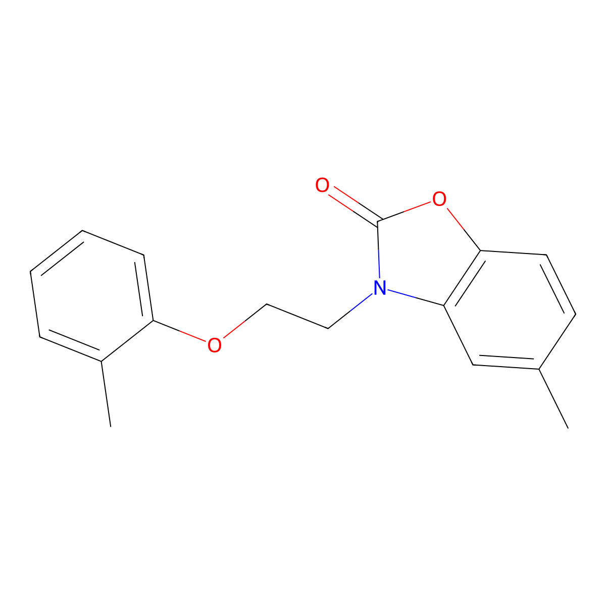 5-Methyl-3-(2-o-tolyloxy-ethyl)-3H-benzooxazol-2-one molecular structure, CAS 638136-12-6