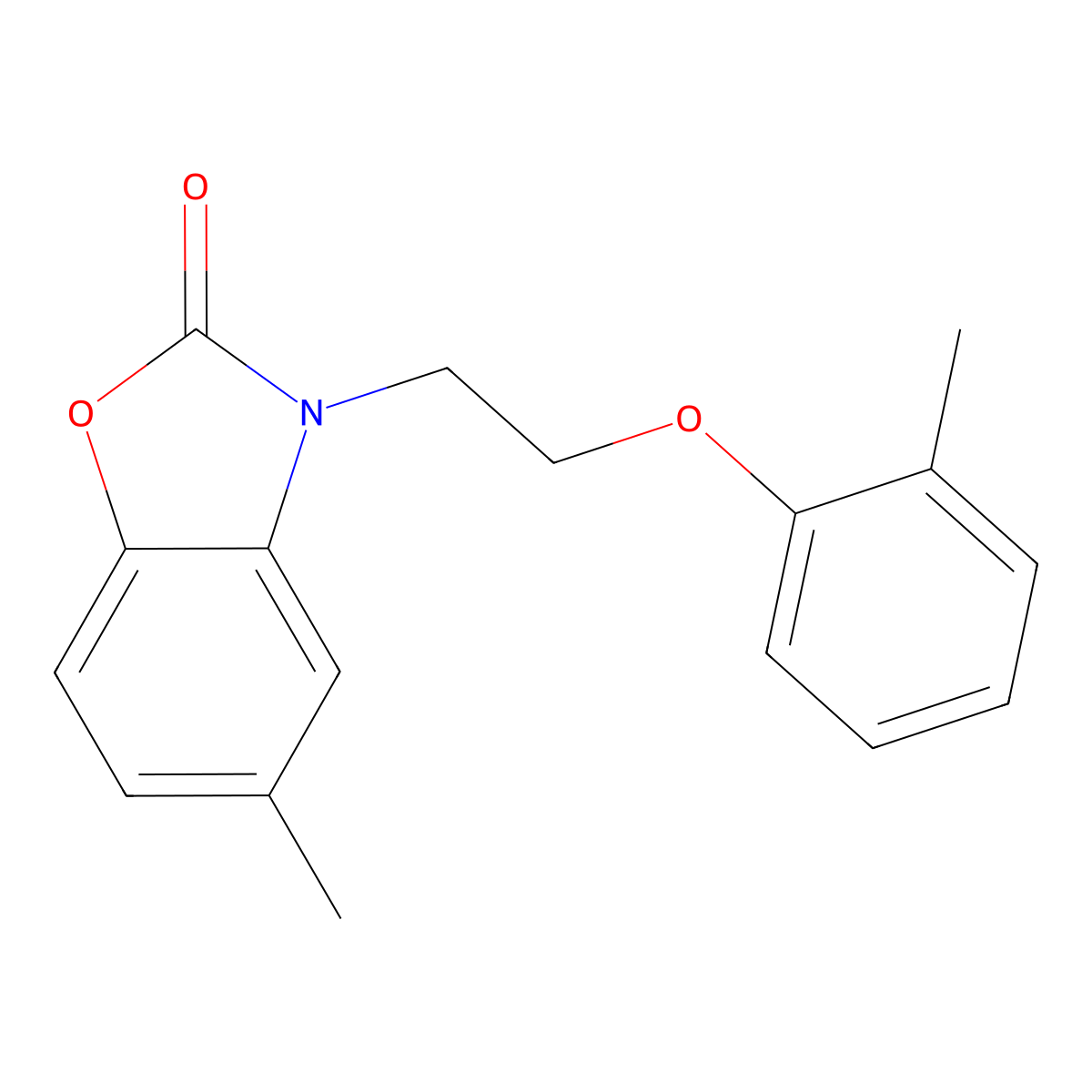 5-Methyl-3-(2-o-tolyloxy-ethyl)-3H-benzooxazol-2-one molecular structure, CAS 638136-12-6