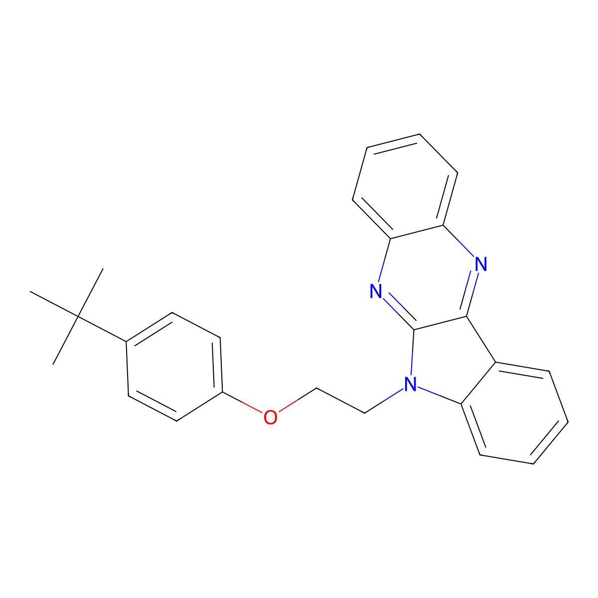6-[2-(4-tert-butylphenoxy)ethyl]-6H-indolo[2,3-b]quinoxaline molecular structure, CAS 638136-14-8