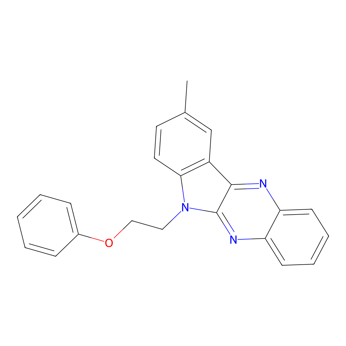 9-methyl-6-(2-phenoxyethyl)-6H-indolo[2,3-b]quinoxaline molecular structure, CAS 638136-21-7