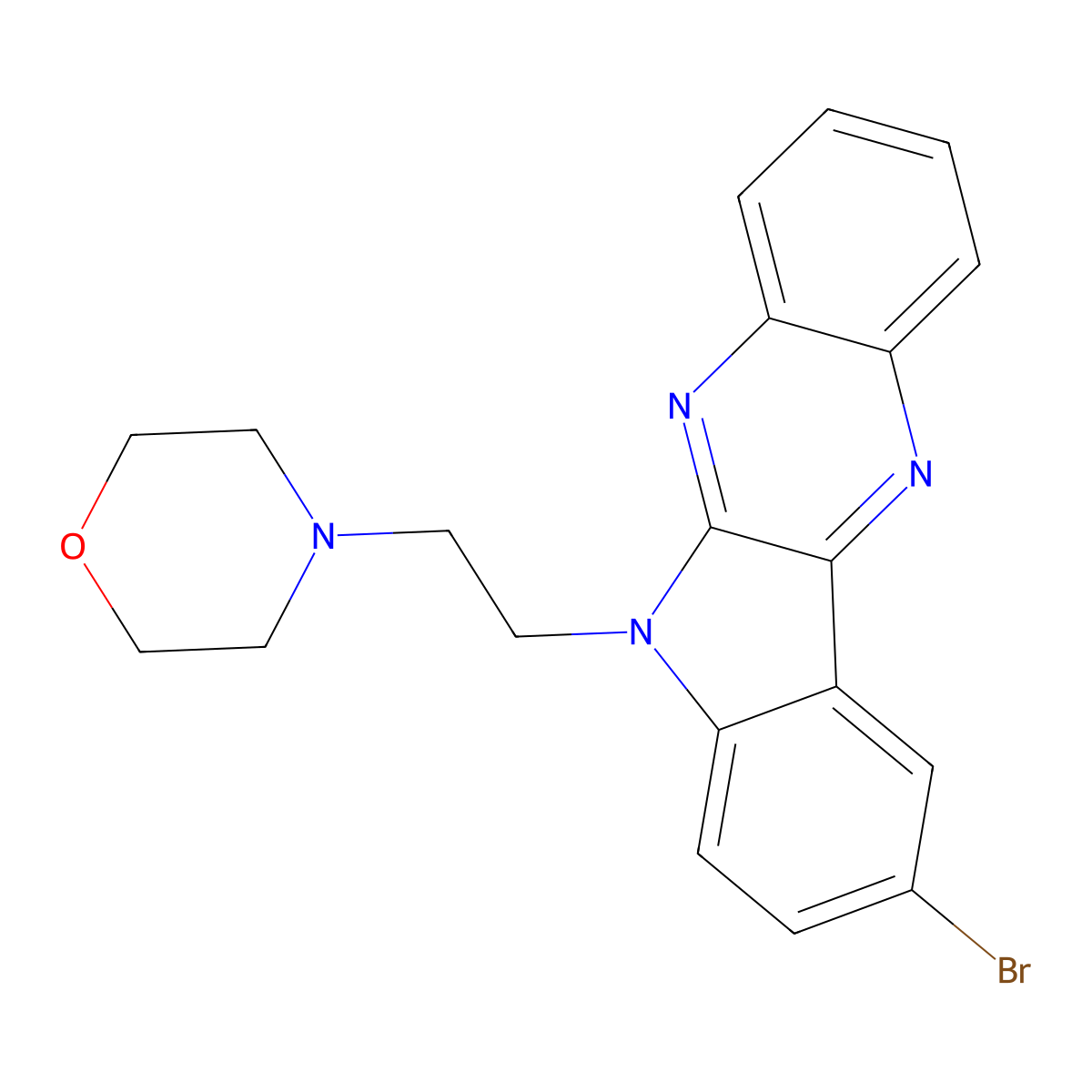 4-(2-(9-bromo-6H-indolo[2,3-b]quinoxalin-6-yl)ethyl)morpholine molecular structure, CAS 638136-22-8