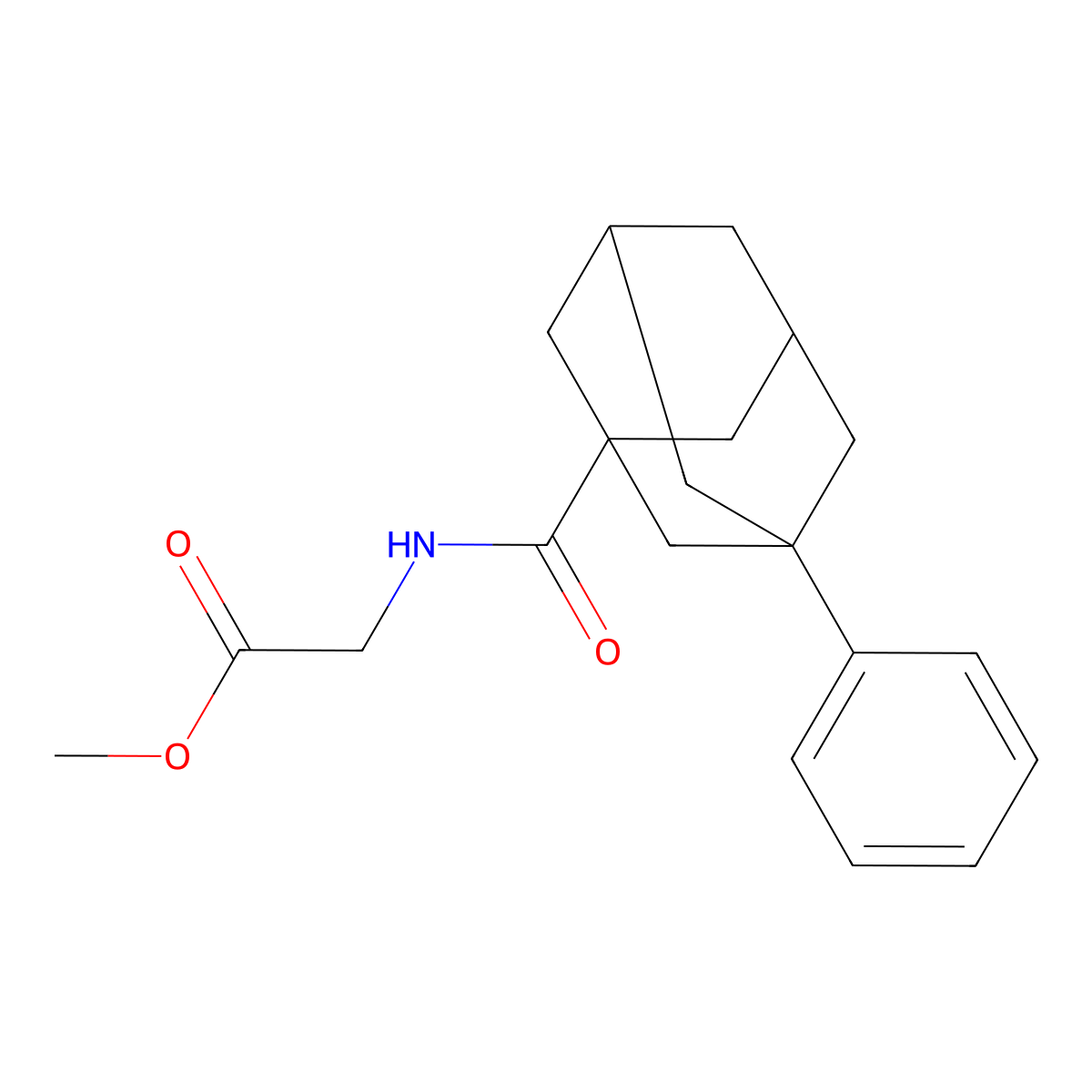 Methyl 2-[(3-phenyladamantan-1-yl)formamido]acetate molecular structure, CAS 638136-38-6