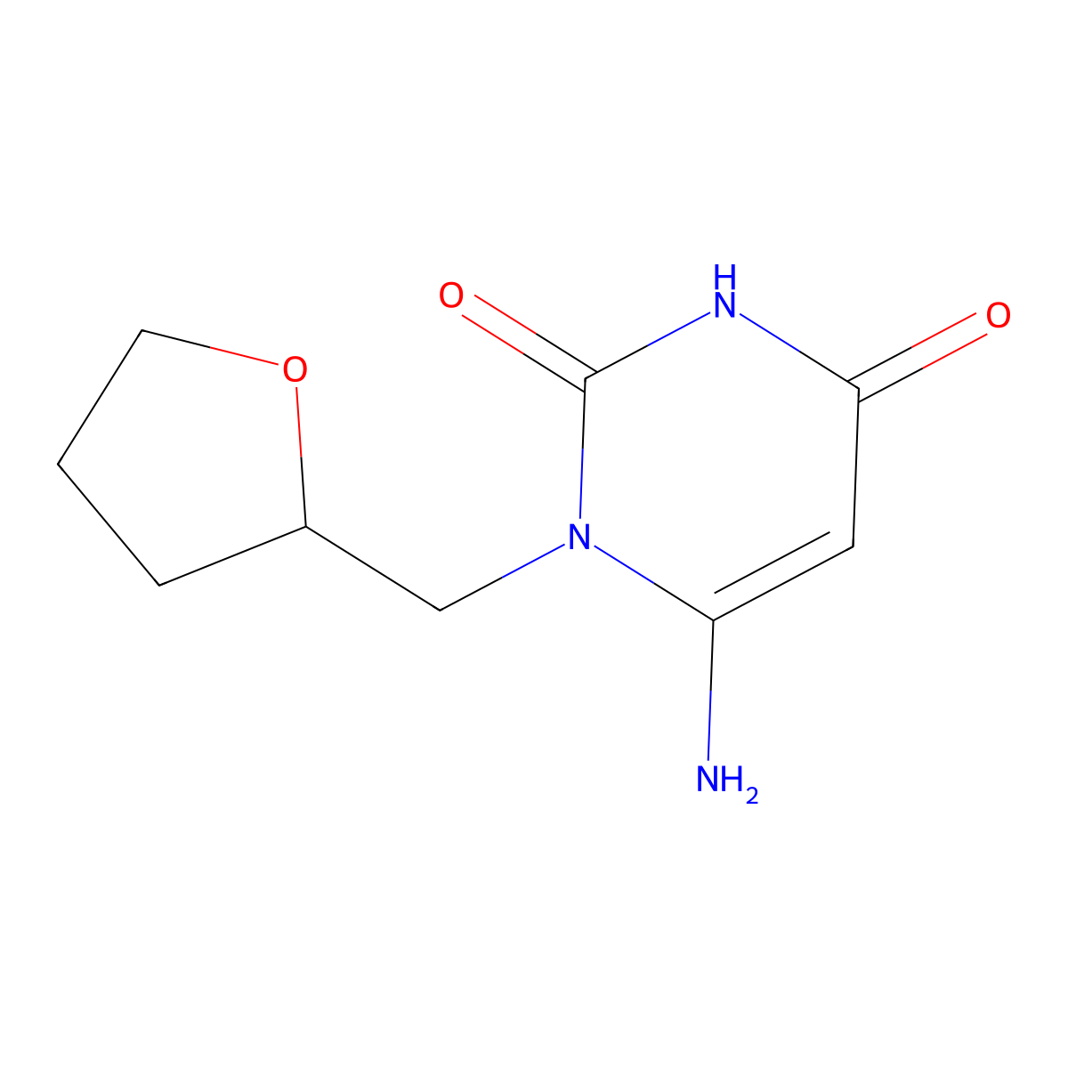6-amino-1-((tetrahydrofuran-2-yl)methyl)pyrimidine-2,4(1H,3H)-dione molecular structure, CAS 638136-91-1