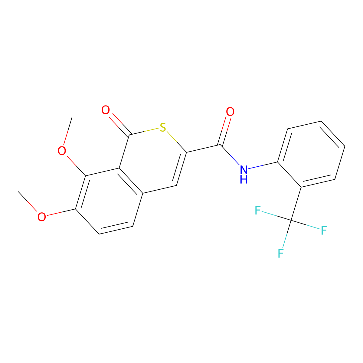 7,8-dimethoxy-1-oxo-N-[2-(trifluoromethyl)phenyl]-1H-isothiochromene-3-carboxamide molecular structure, CAS 638136-94-4