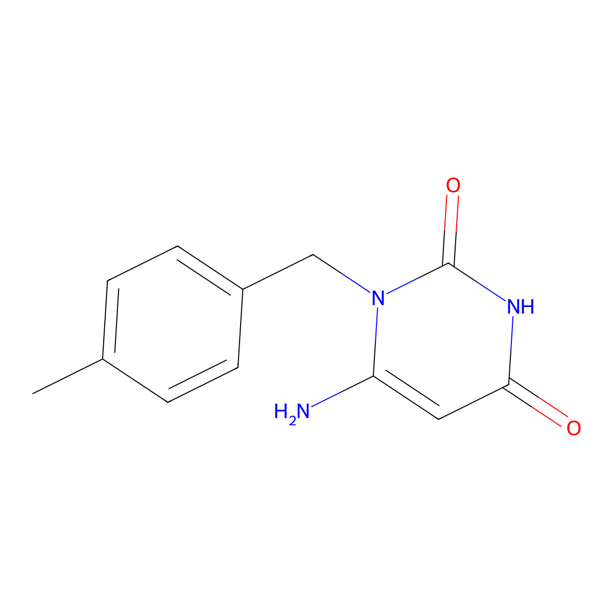 6-Amino-1-[(4-methylphenyl)methyl]-1,2,3,4-tetrahydropyrimidine-2,4-dione molecular structure, CAS 638137-05-0