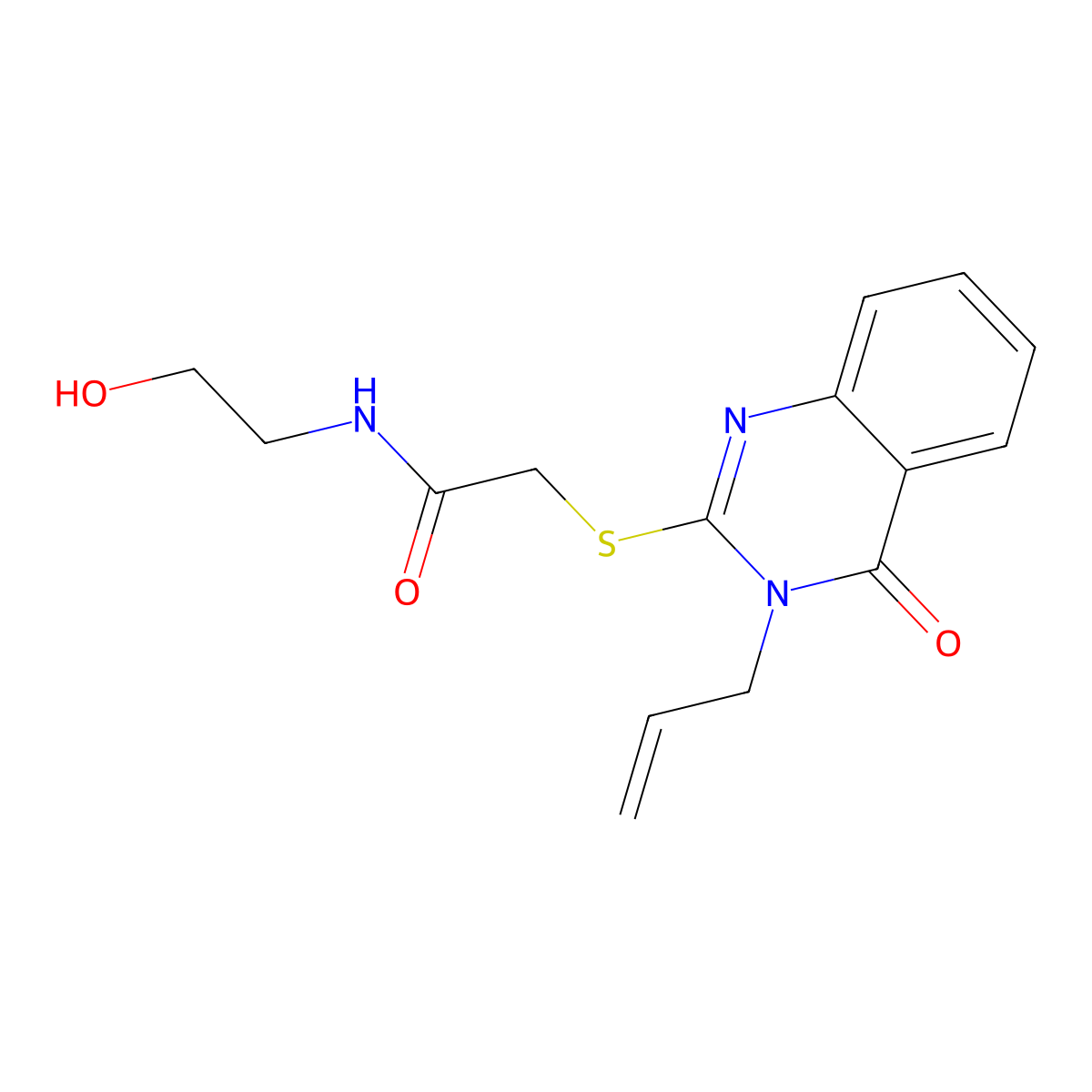 N-(2-hydroxyethyl)-2-(4-oxo-3-prop-2-enylquinazolin-2-yl)sulfanylacetamide molecular structure, CAS 638137-36-7