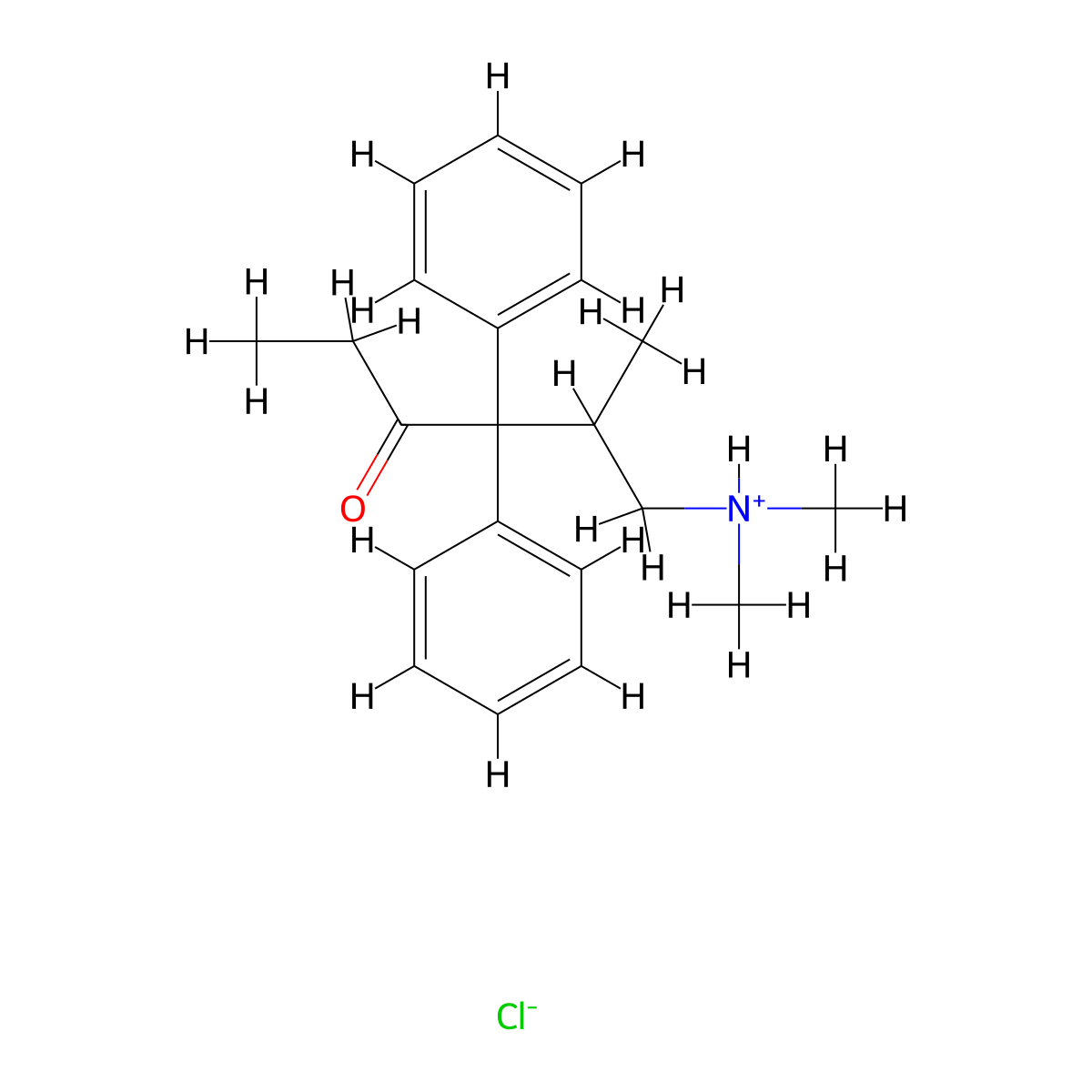 dl-6-Dimethylamino-4,4-diphenyl-5-methyl-3-hexanone hydrochloride, monohydrate molecular structure, CAS 63814-07-3