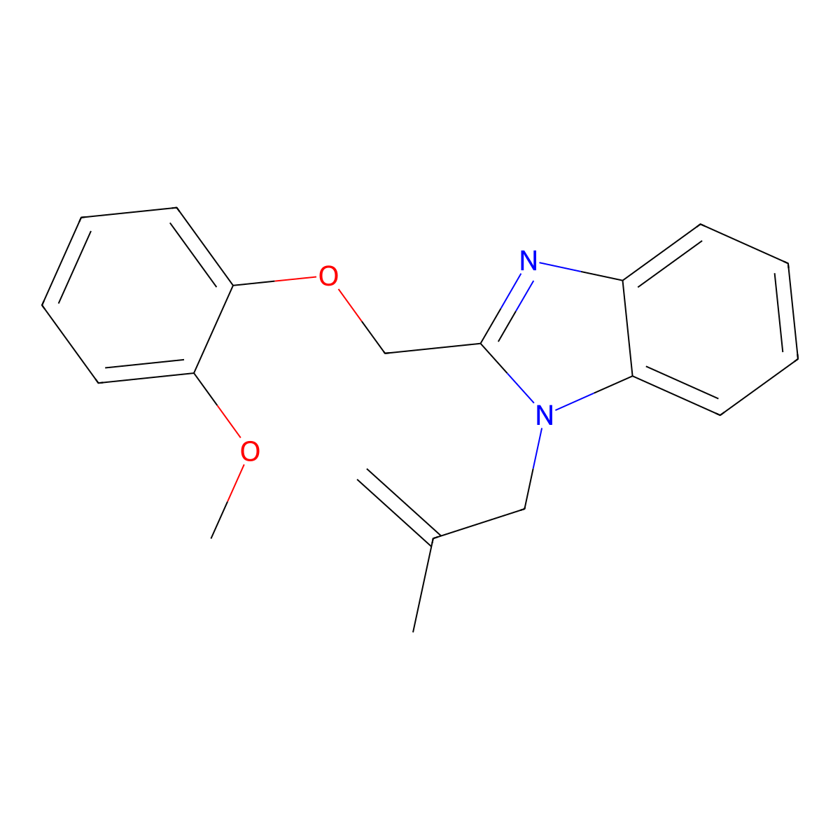 2-((2-methoxyphenoxy)methyl)-1-(2-methylallyl)-1H-benzo[d]imidazole molecular structure, CAS 638140-15-5