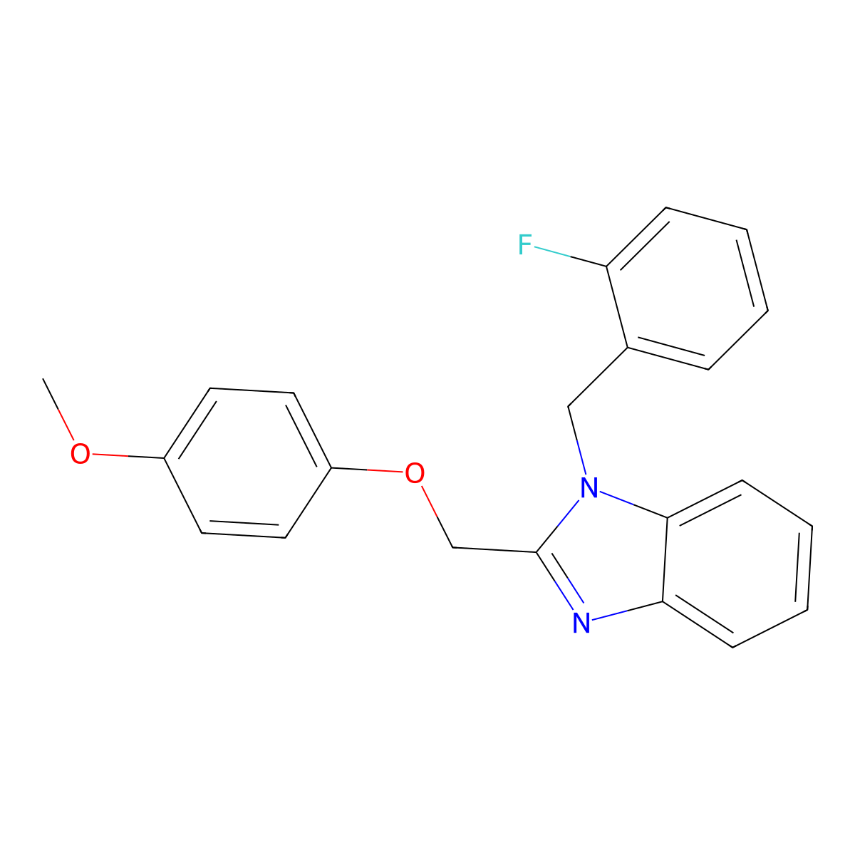1-[(2-Fluorophenyl)methyl]-2-[(4-methoxyphenoxy)methyl]benzimidazole molecular structure, CAS 638140-24-6