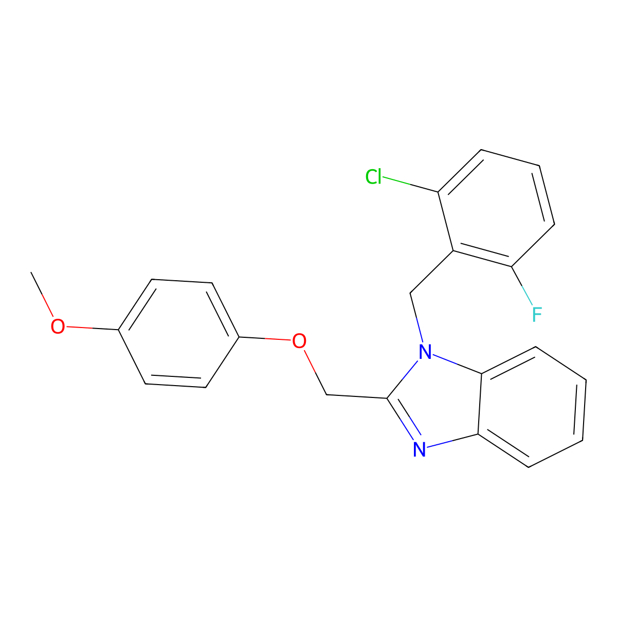 1-[(2-Chloro-6-fluorophenyl)methyl]-2-[(4-methoxyphenoxy)methyl]benzimidazole molecular structure, CAS 638140-25-7