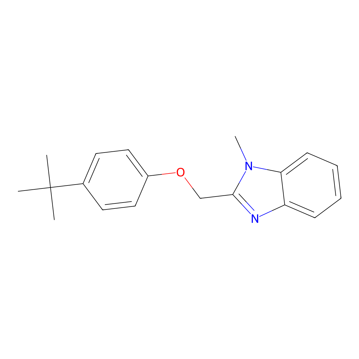 4-tert-butylphenyl (1-methyl-1H-benzimidazol-2-yl)methyl ether molecular structure, CAS 638140-34-8