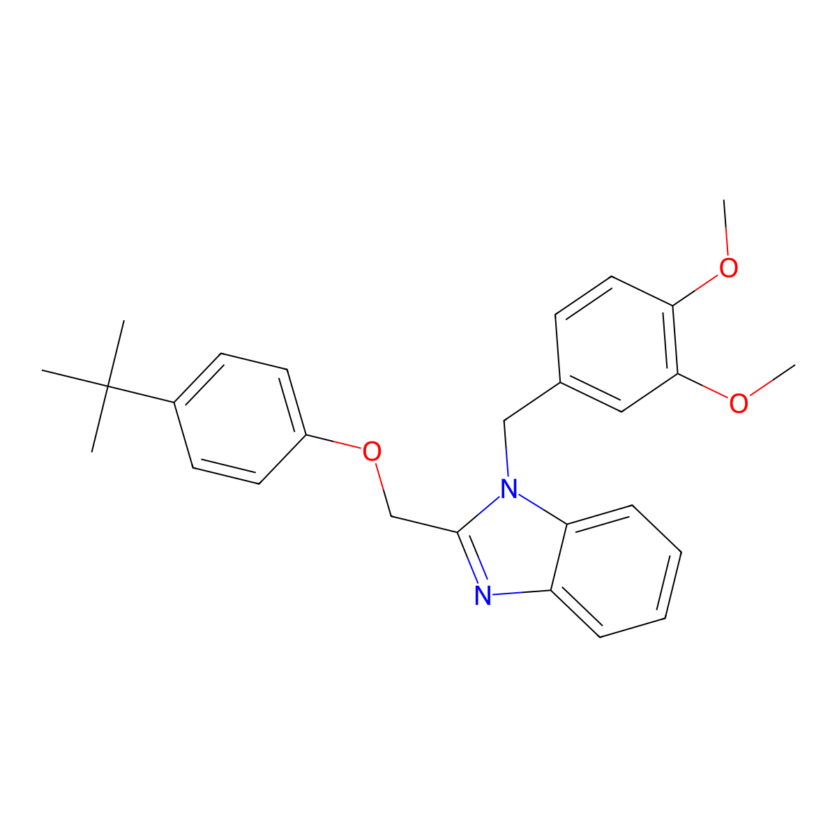 2-[(4-Tert-butylphenoxy)methyl]-1-[(3,4-dimethoxyphenyl)methyl]benzimidazole molecular structure, CAS 638140-38-2