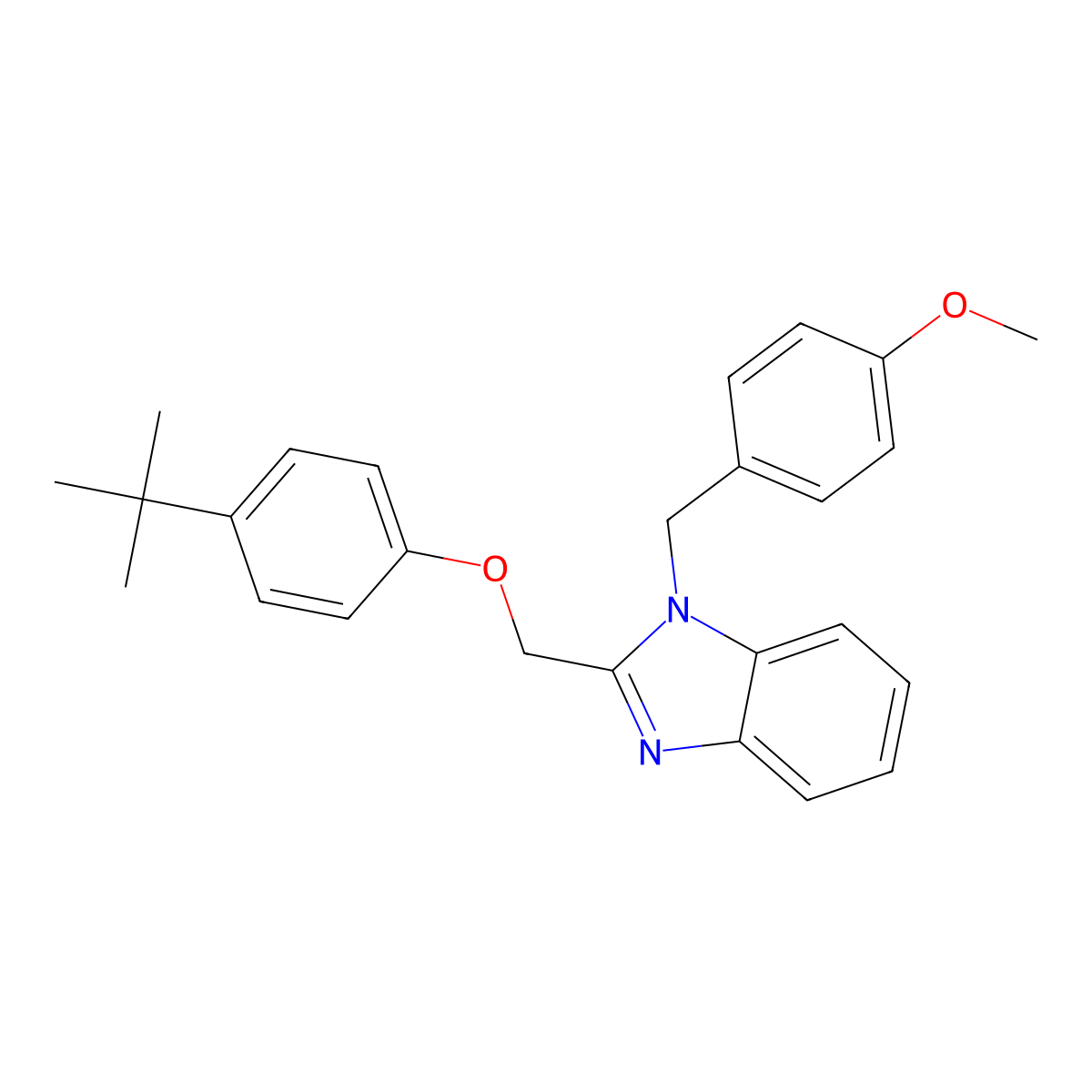 2-((4-(tert-butyl)phenoxy)methyl)-1-(4-methoxybenzyl)-1H-benzo[d]imidazole molecular structure, CAS 638140-39-3