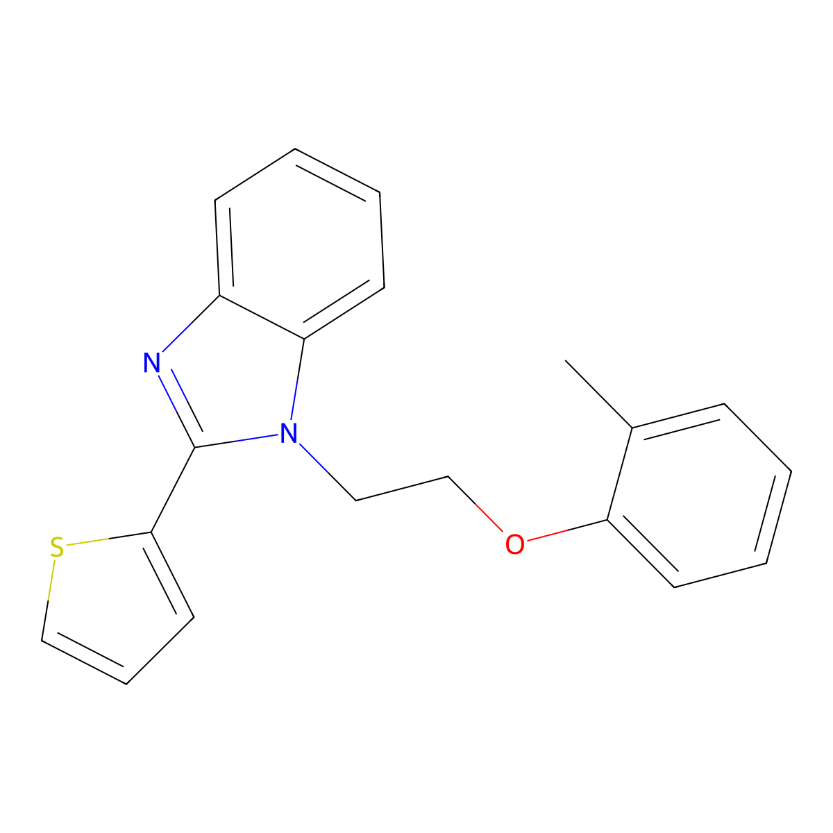 1-[2-(2-Methylphenoxy)ethyl]-2-thiophen-2-ylbenzimidazole molecular structure, CAS 638140-55-3