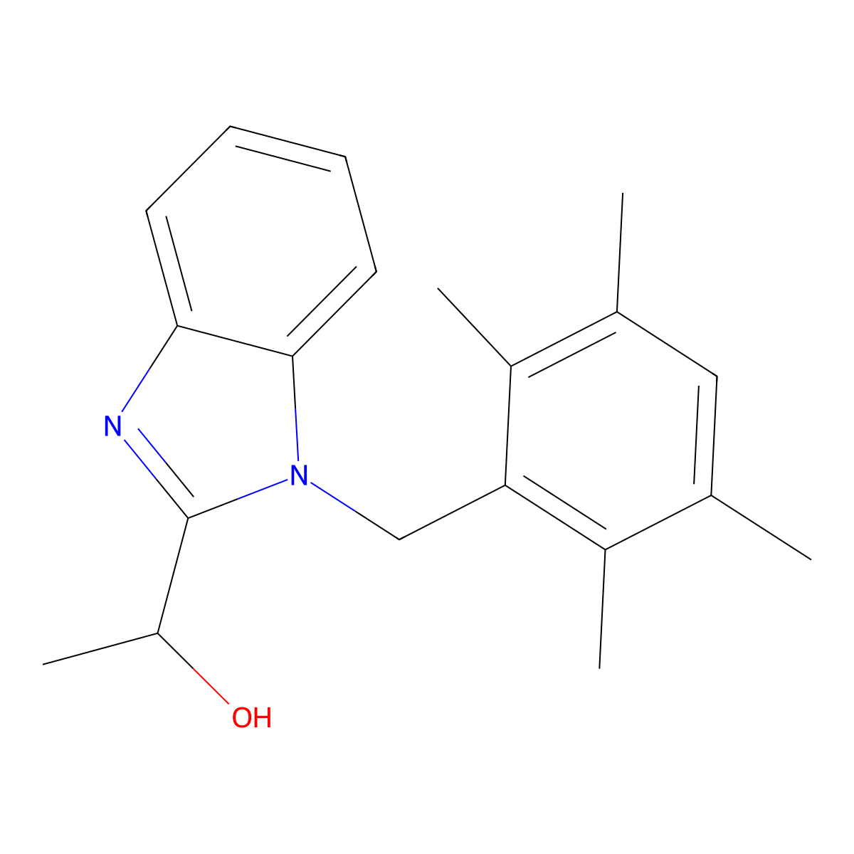1-[1-[(2,3,5,6-Tetramethylphenyl)methyl]benzimidazol-2-yl]ethanol molecular structure, CAS 638140-61-1