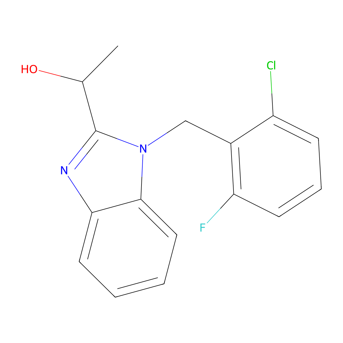 1-[1-[(2-Chloro-6-fluorophenyl)methyl]benzimidazol-2-yl]ethanol molecular structure, CAS 638140-63-3