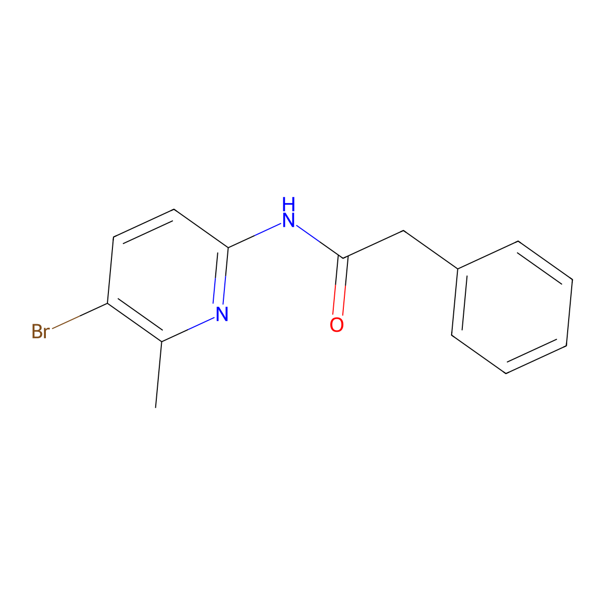 N-(5-bromo-6-methylpyridin-2-yl)-2-phenylacetamide molecular structure, CAS 638140-74-6