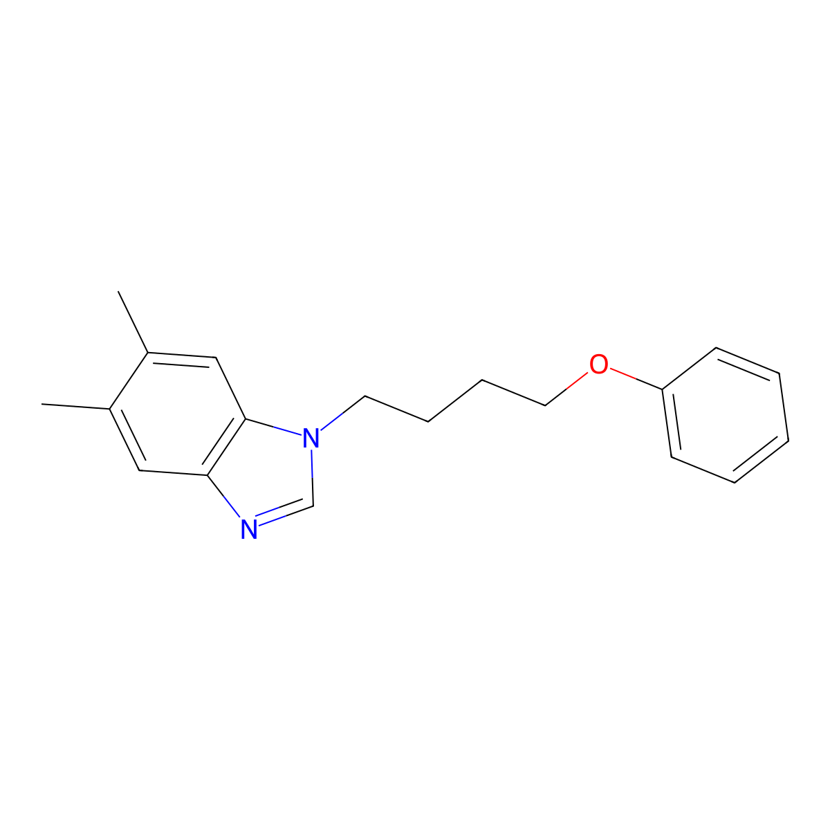 5,6-Dimethyl-1-(4-phenoxybutyl)benzimidazole molecular structure, CAS 638140-75-7