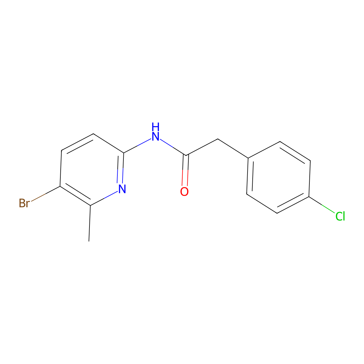 N-(5-bromo-6-methylpyridin-2-yl)-2-(4-chlorophenyl)acetamide molecular structure, CAS 638140-76-8
