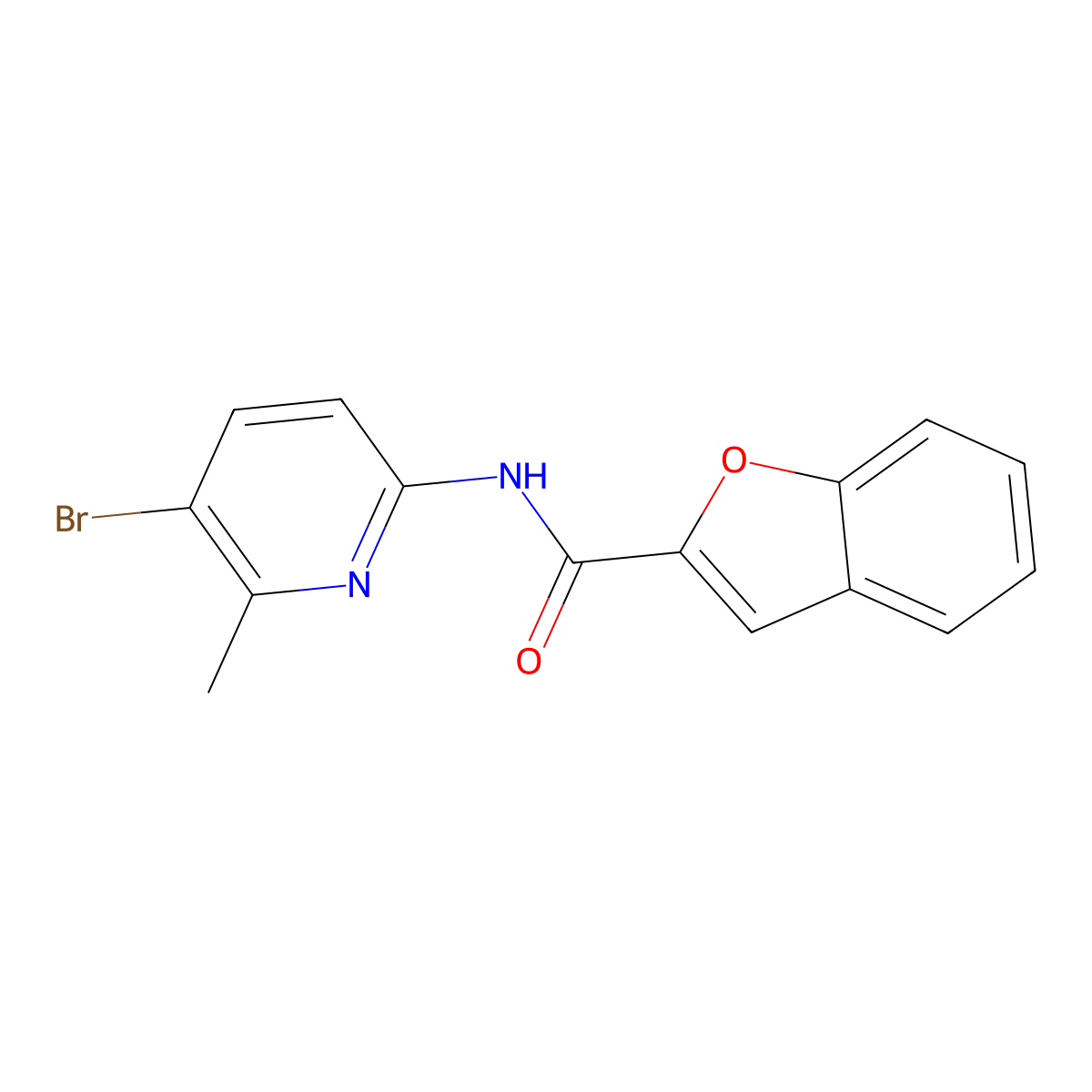 N-(5-bromo-6-methylpyridin-2-yl)-1-benzofuran-2-carboxamide molecular structure, CAS 638140-78-0