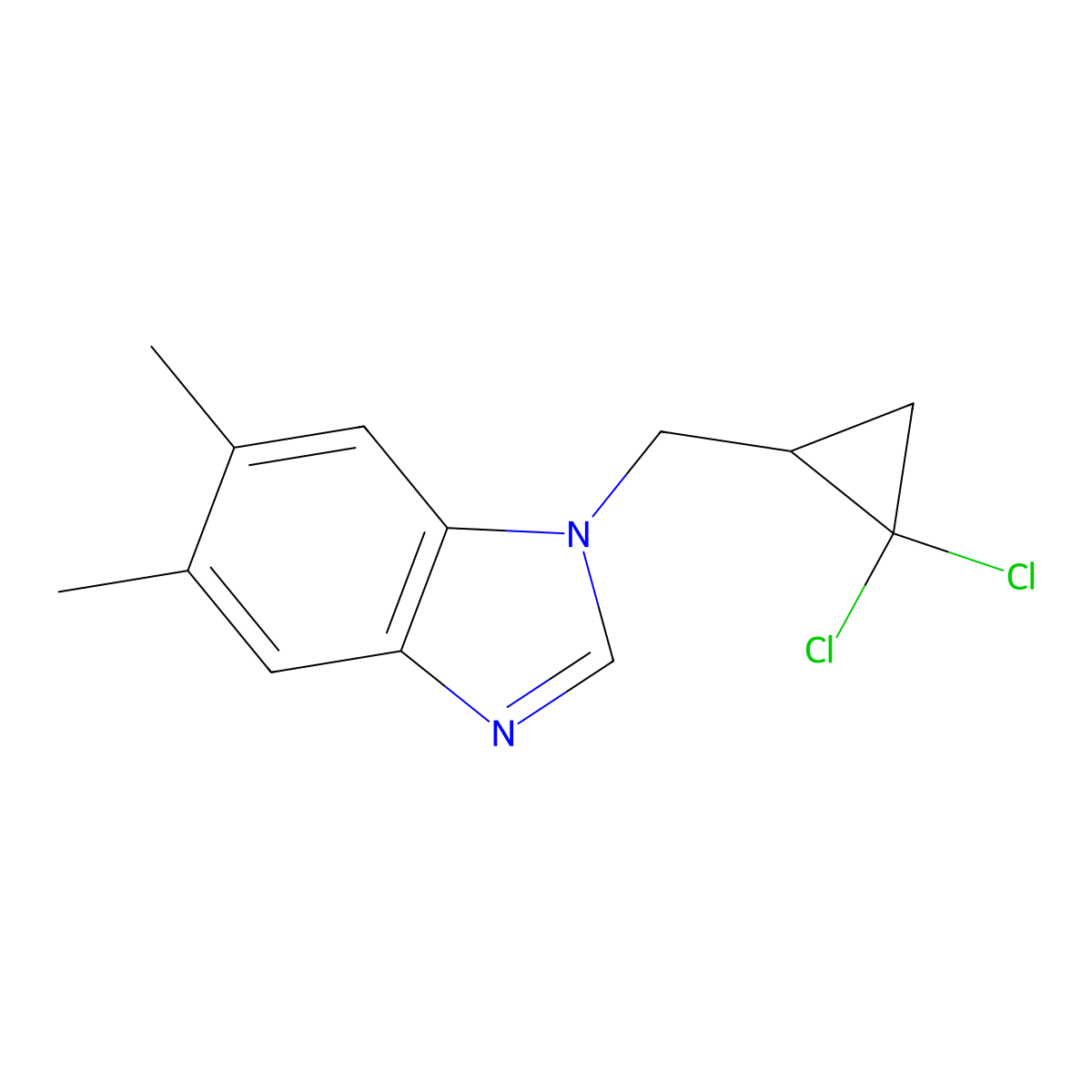 1-[(2,2-Dichlorocyclopropyl)methyl]-5,6-dimethylbenzimidazole molecular structure, CAS 638140-89-3