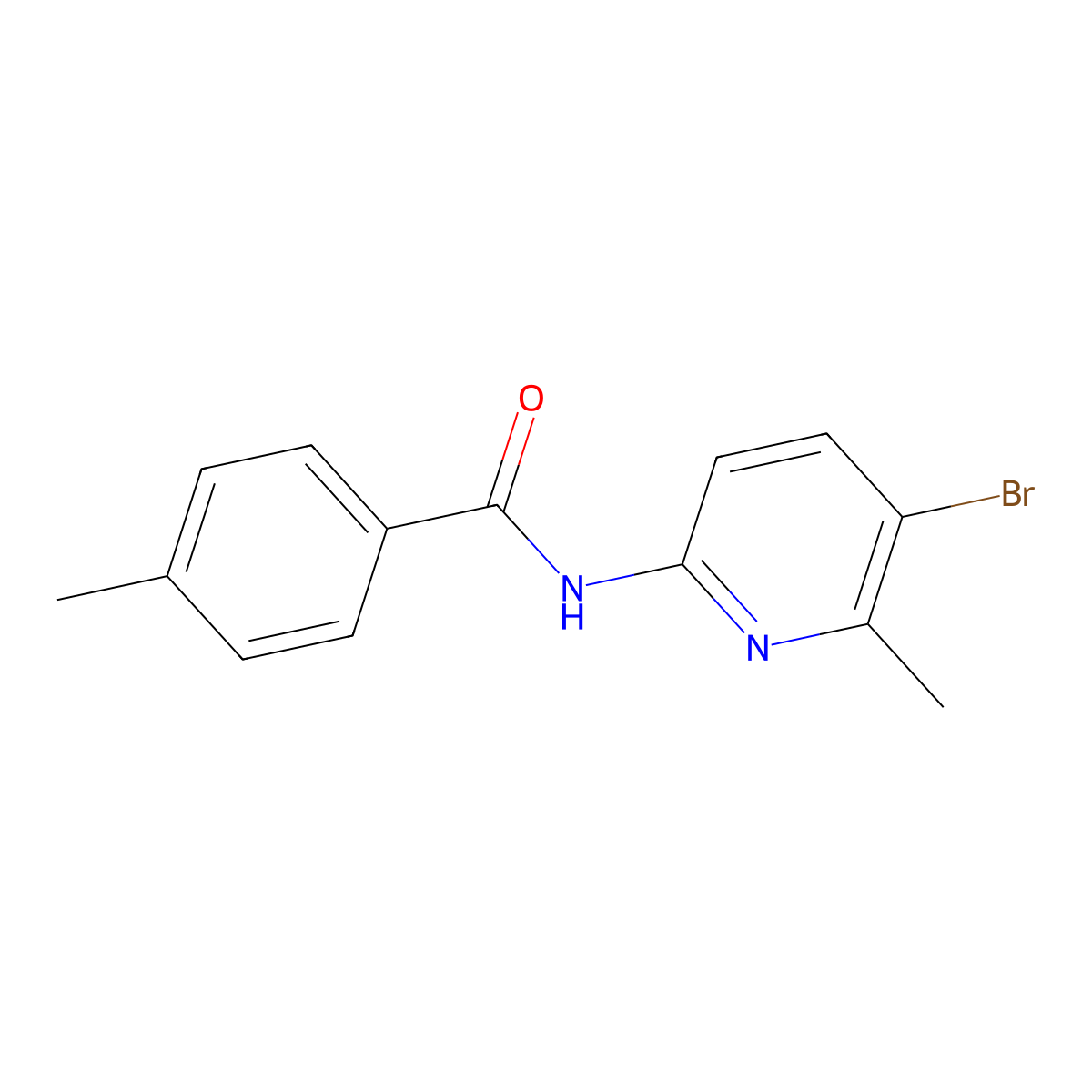 N-(5-bromo-6-methylpyridin-2-yl)-4-methylbenzamide molecular structure, CAS 638141-04-5