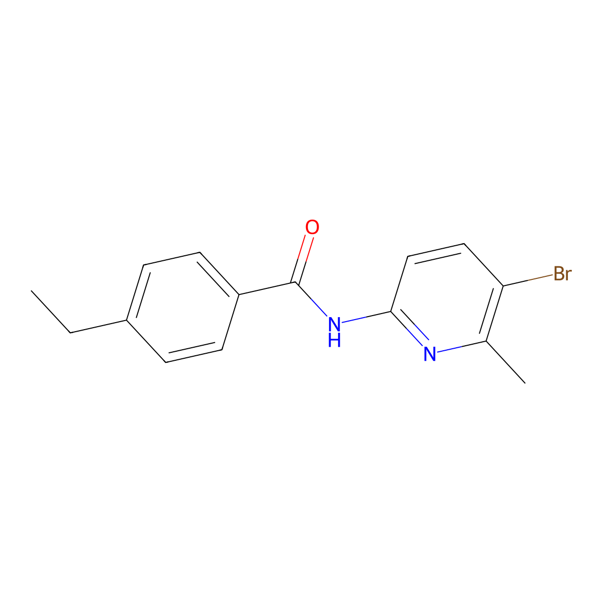 N-(5-bromo-6-methylpyridin-2-yl)-4-ethylbenzamide molecular structure, CAS 638141-07-8