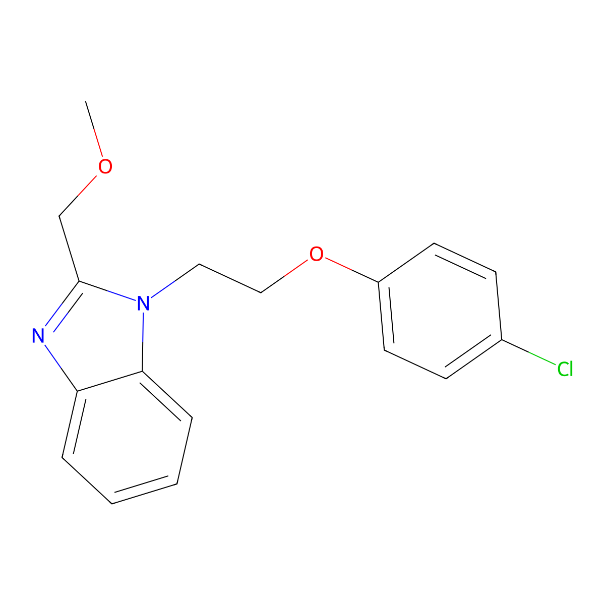 1-[2-(4-Chlorophenoxy)ethyl]-2-(methoxymethyl)benzimidazole molecular structure, CAS 638141-10-3