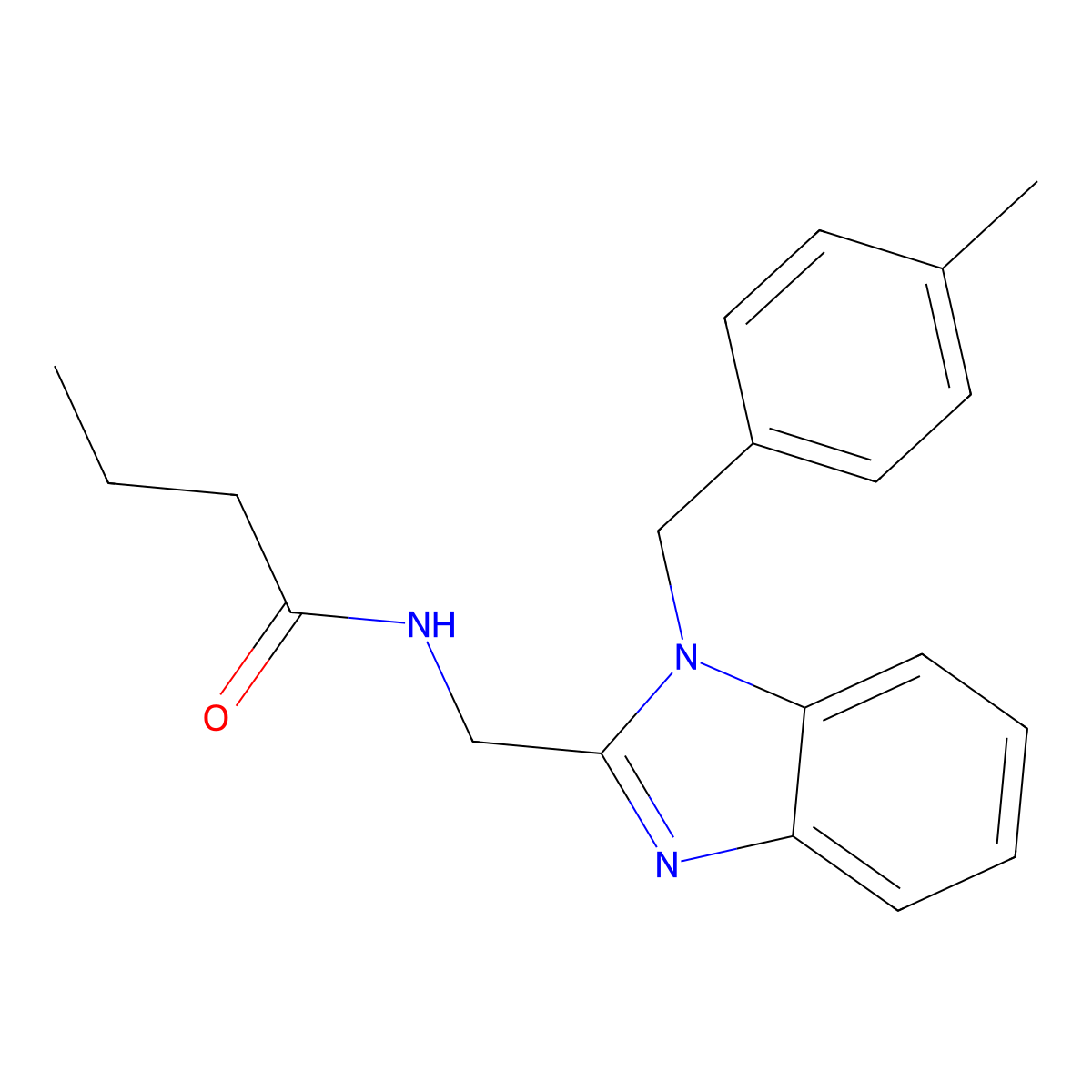 N-({1-[(4-methylphenyl)methyl]benzimidazol-2-yl}methyl)butanamide molecular structure, CAS 638141-36-3