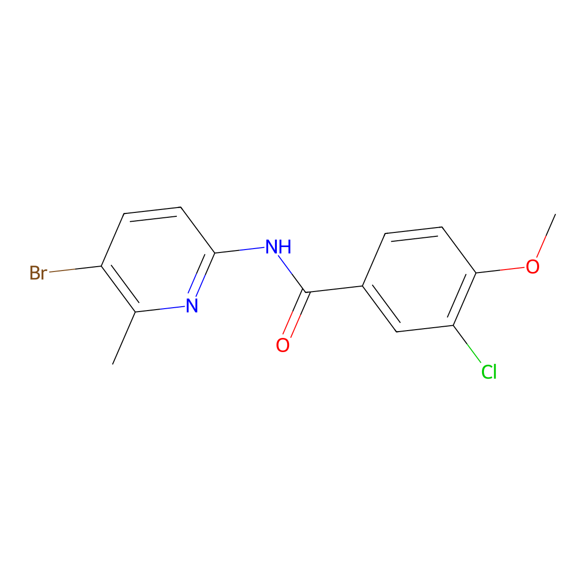 N-(5-bromo-6-methyl-2-pyridinyl)-3-chloro-4-methoxybenzamide molecular structure, CAS 638141-41-0