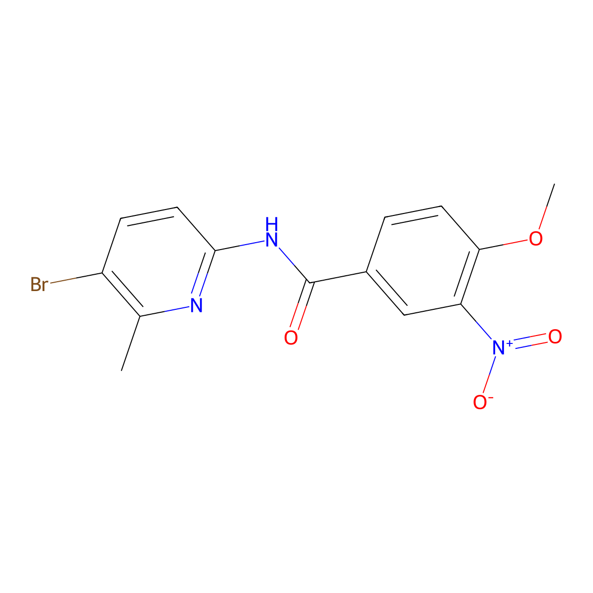 N-(5-bromo-6-methylpyridin-2-yl)-4-methoxy-3-nitrobenzamide molecular structure, CAS 638141-47-6