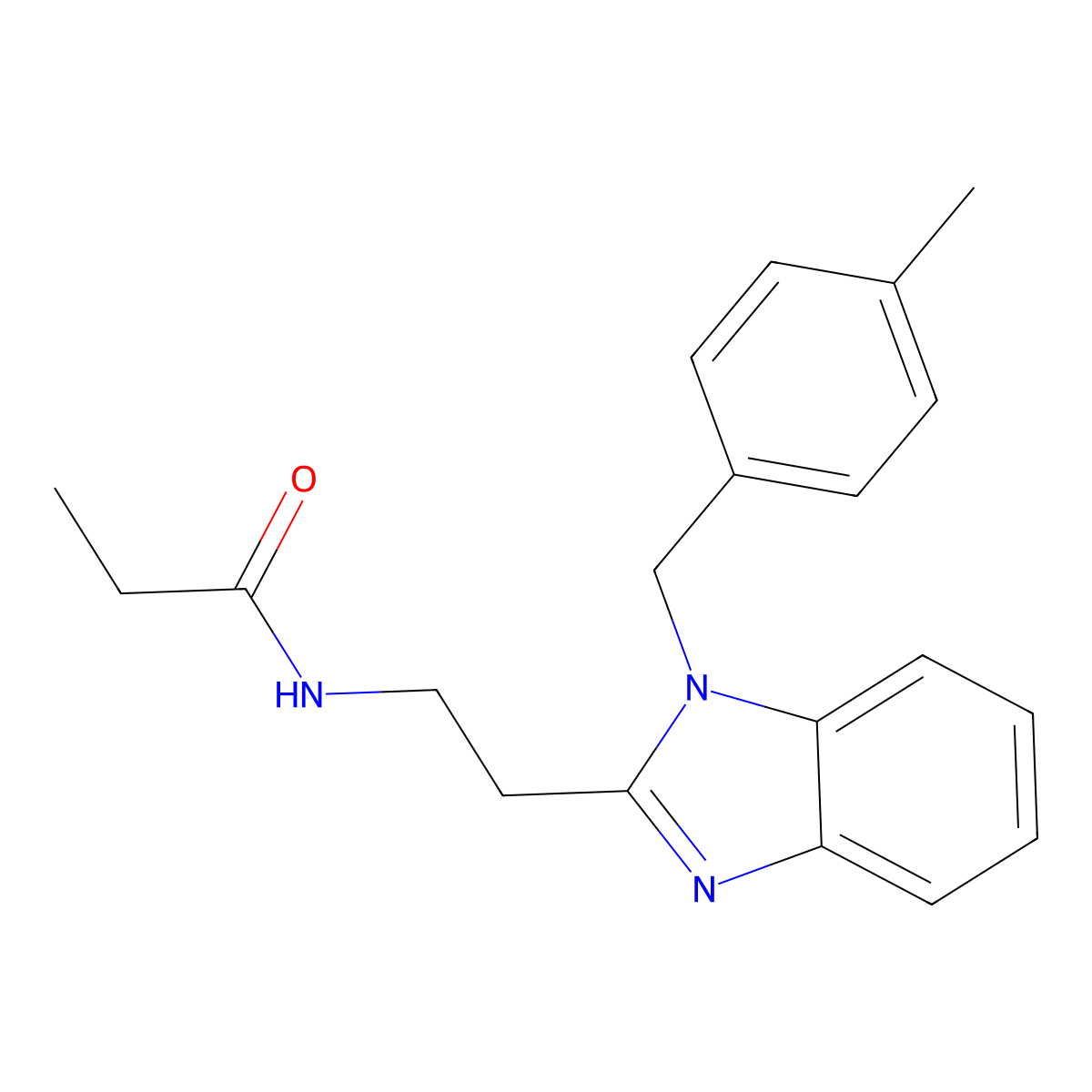 N-{2-[1-(4-methylbenzyl)-1H-benzimidazol-2-yl]ethyl}propanamide molecular structure, CAS 638141-54-5