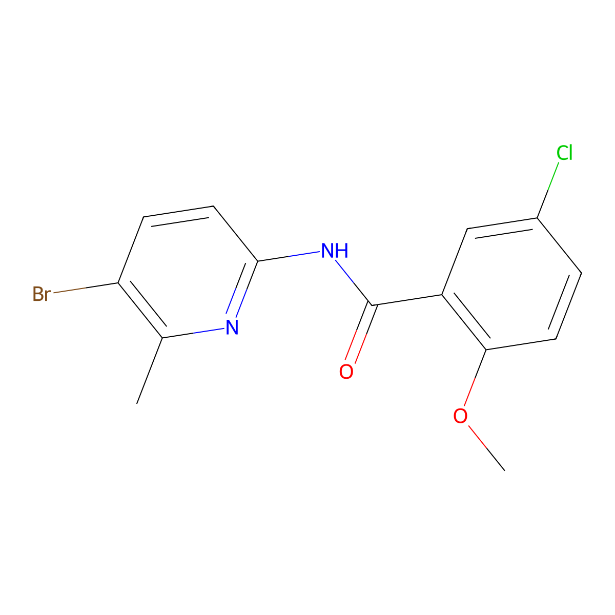 N-(5-bromo-6-methylpyridin-2-yl)-5-chloro-2-methoxybenzamide molecular structure, CAS 638141-63-6