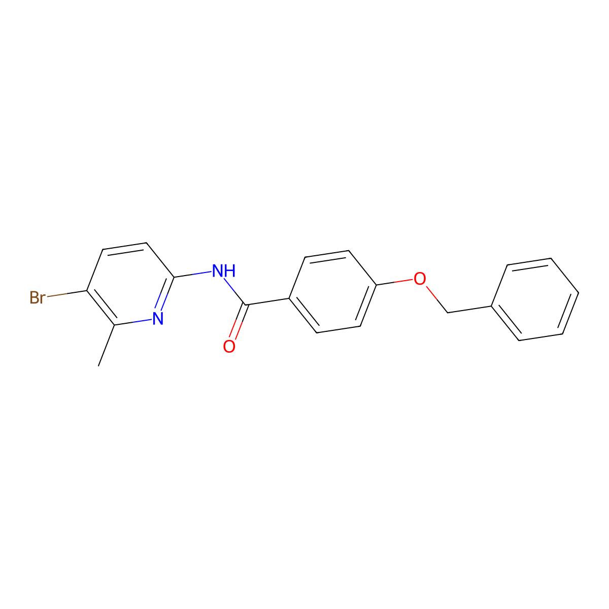N-(5-bromo-6-methylpyridin-2-yl)-4-phenylmethoxybenzamide molecular structure, CAS 638141-71-6