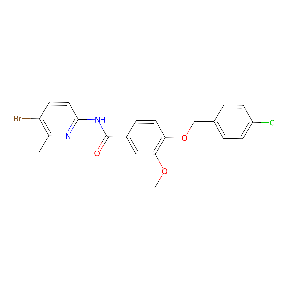 N-(5-bromo-6-methylpyridin-2-yl)-4-[(4-chlorophenyl)methoxy]-3-methoxybenzamide molecular structure, CAS 638141-73-8