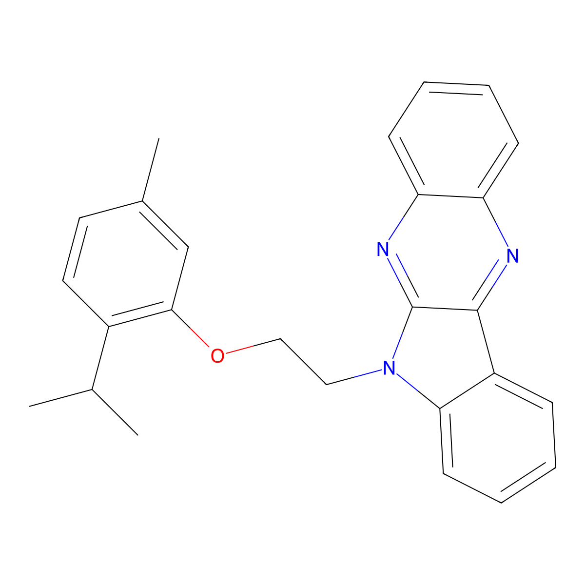 6-{2-[5-methyl-2-(propan-2-yl)phenoxy]ethyl}-6H-indolo[2,3-b]quinoxaline molecular structure, CAS 638141-74-9