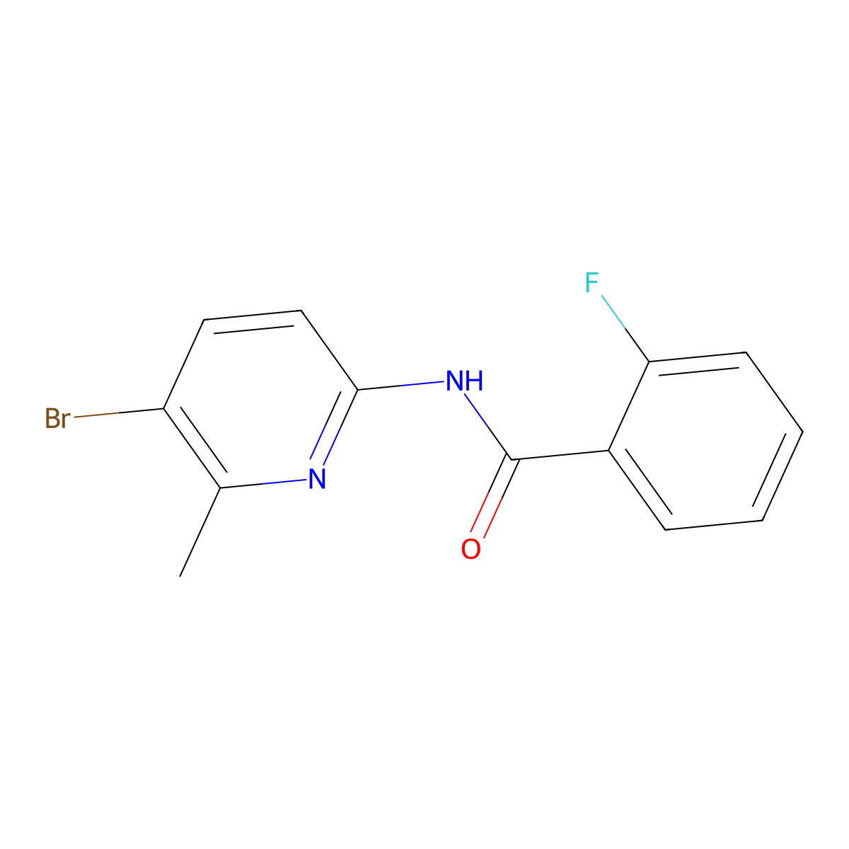 N-(5-bromo-6-methylpyridin-2-yl)-2-fluorobenzamide molecular structure, CAS 638141-77-2