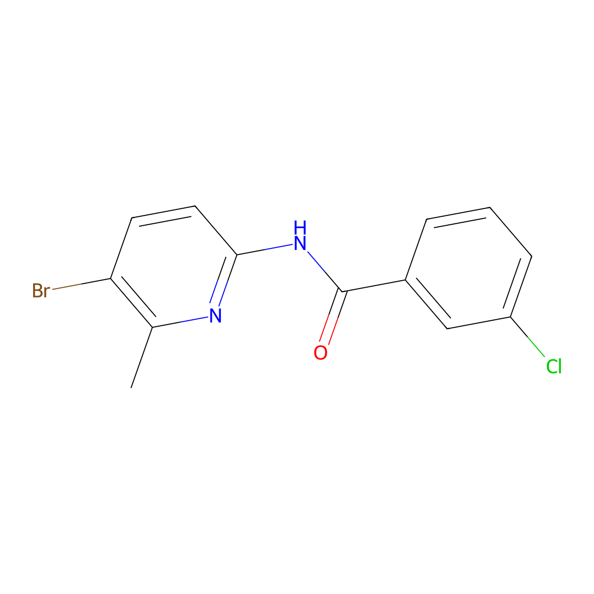 N-(5-bromo-6-methylpyridin-2-yl)-3-chlorobenzamide molecular structure, CAS 638141-85-2