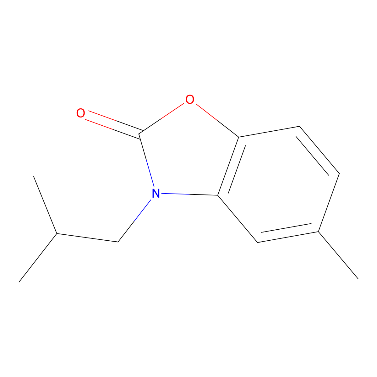 3-isobutyl-5-methyl-1,3-benzoxazol-2(3H)-one molecular structure, CAS 638141-86-3