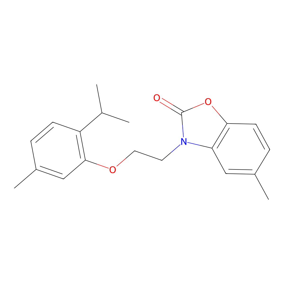 3-(2-(2-isopropyl-5-methylphenoxy)ethyl)-5-methylbenzo[d]oxazol-2(3H)-one molecular structure, CAS 638142-16-2