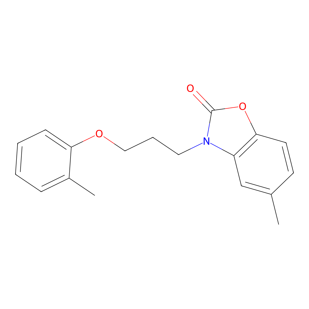 5-Methyl-3-[3-(2-methylphenoxy)propyl]-1,3-benzoxazol-2-one molecular structure, CAS 638142-20-8