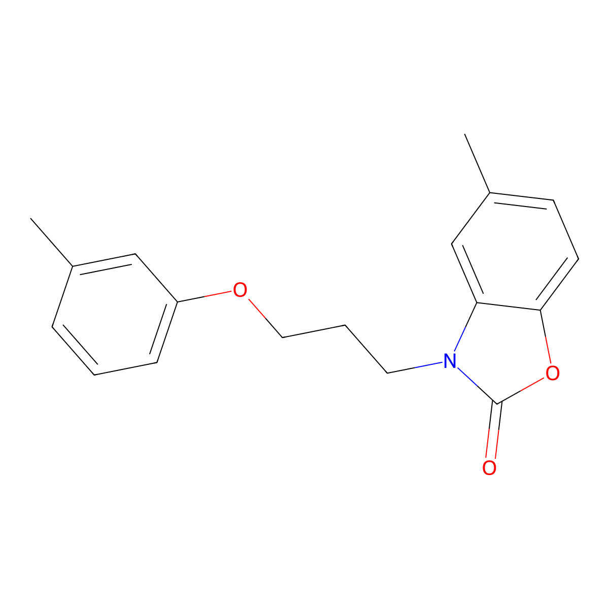 5-Methyl-3-(3-m-tolyloxy-propyl)-3H-benzooxazol-2-one molecular structure, CAS 638142-22-0