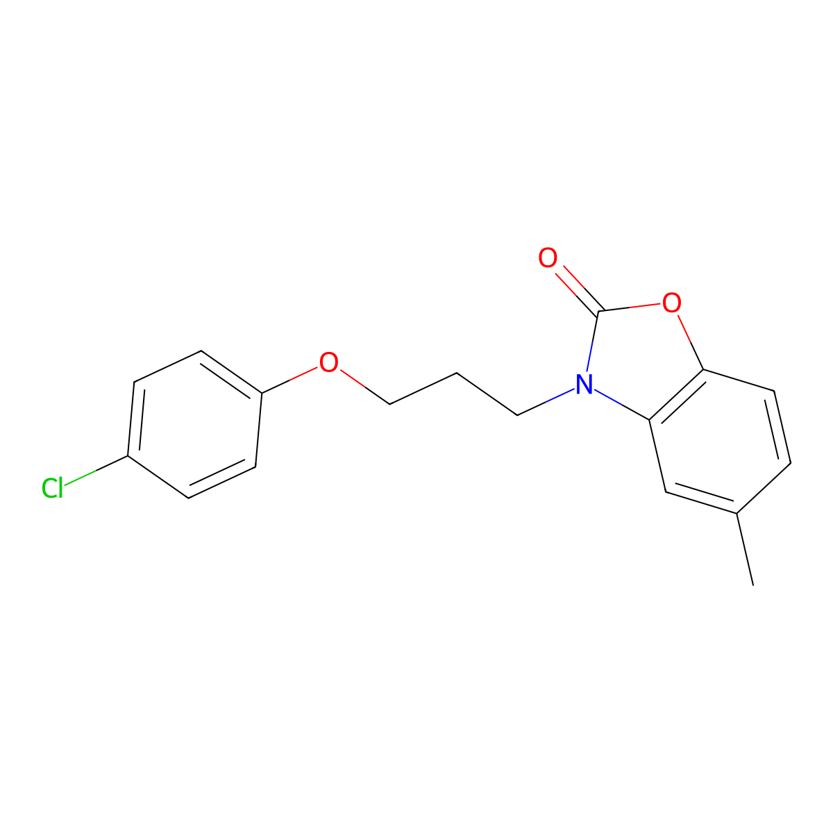 3-(3-(4-chlorophenoxy)propyl)-5-methylbenzo[d]oxazol-2(3H)-one molecular structure, CAS 638142-26-4