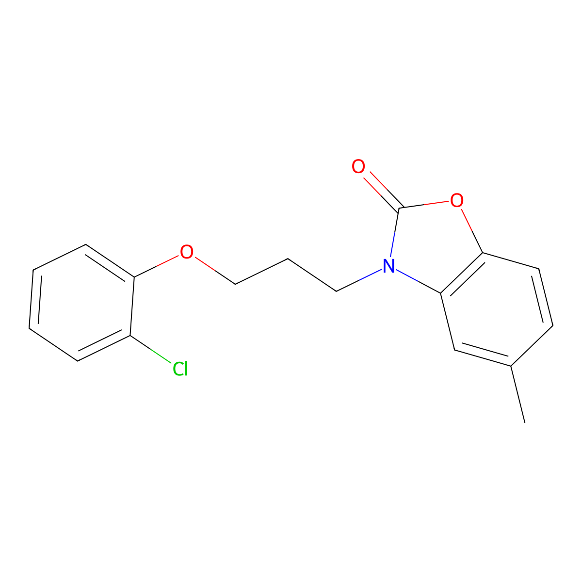 3-(3-(2-chlorophenoxy)propyl)-5-methylbenzo[d]oxazol-2(3H)-one molecular structure, CAS 638142-28-6